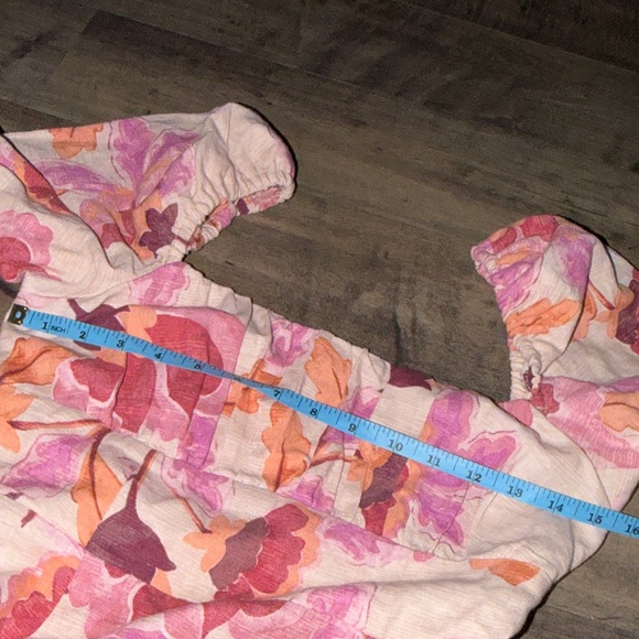 London Times Pink Floral Square-neck Puff Sleeve Empire Waist Midi Dress - Picture 9 of 9